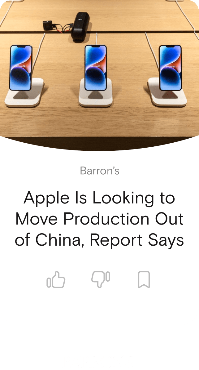 Apple Is Looking to Move Production Out of China, Report Says